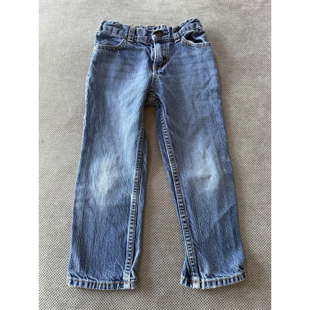 OshKosh B'gosh Toddler Boys Jeans 4T Straight Leg Blue Denim Adjustable Waist
